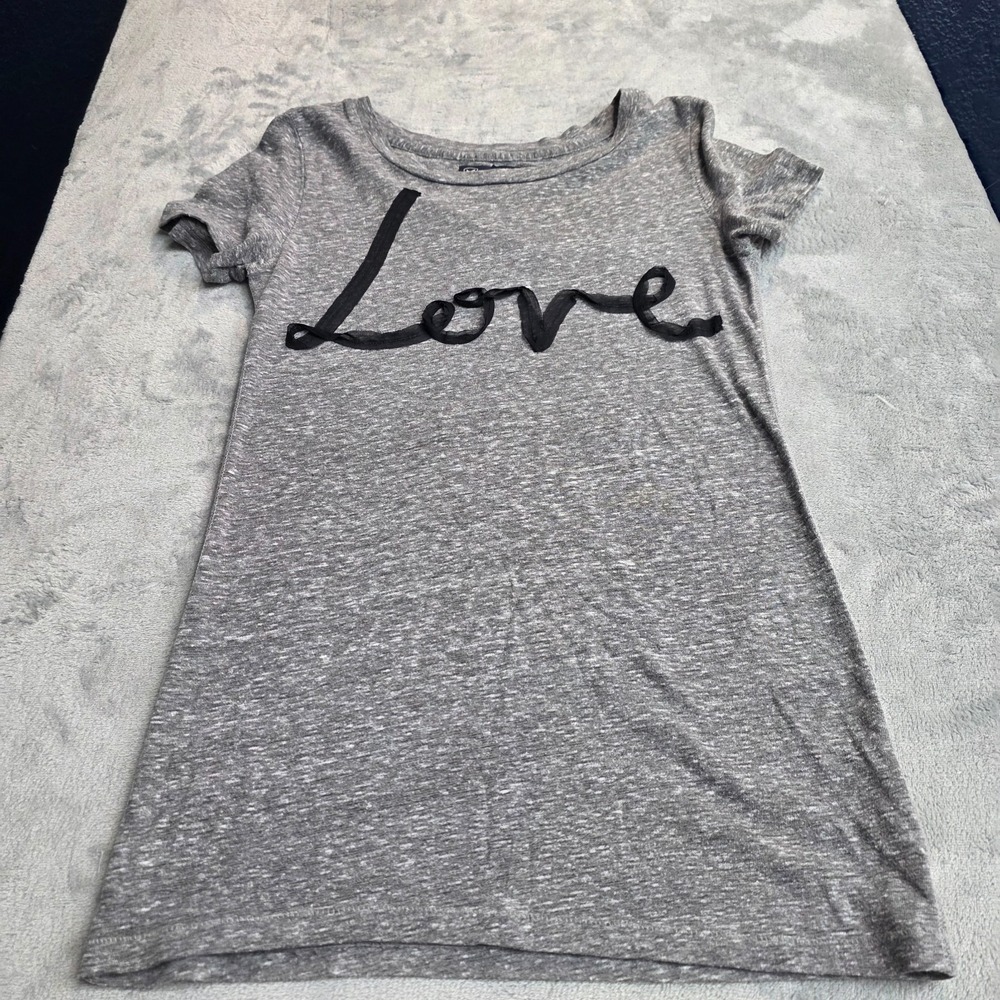 American Eagle T Shirt Love In Black Ribbon Grey Heather, Slim Fit, Small